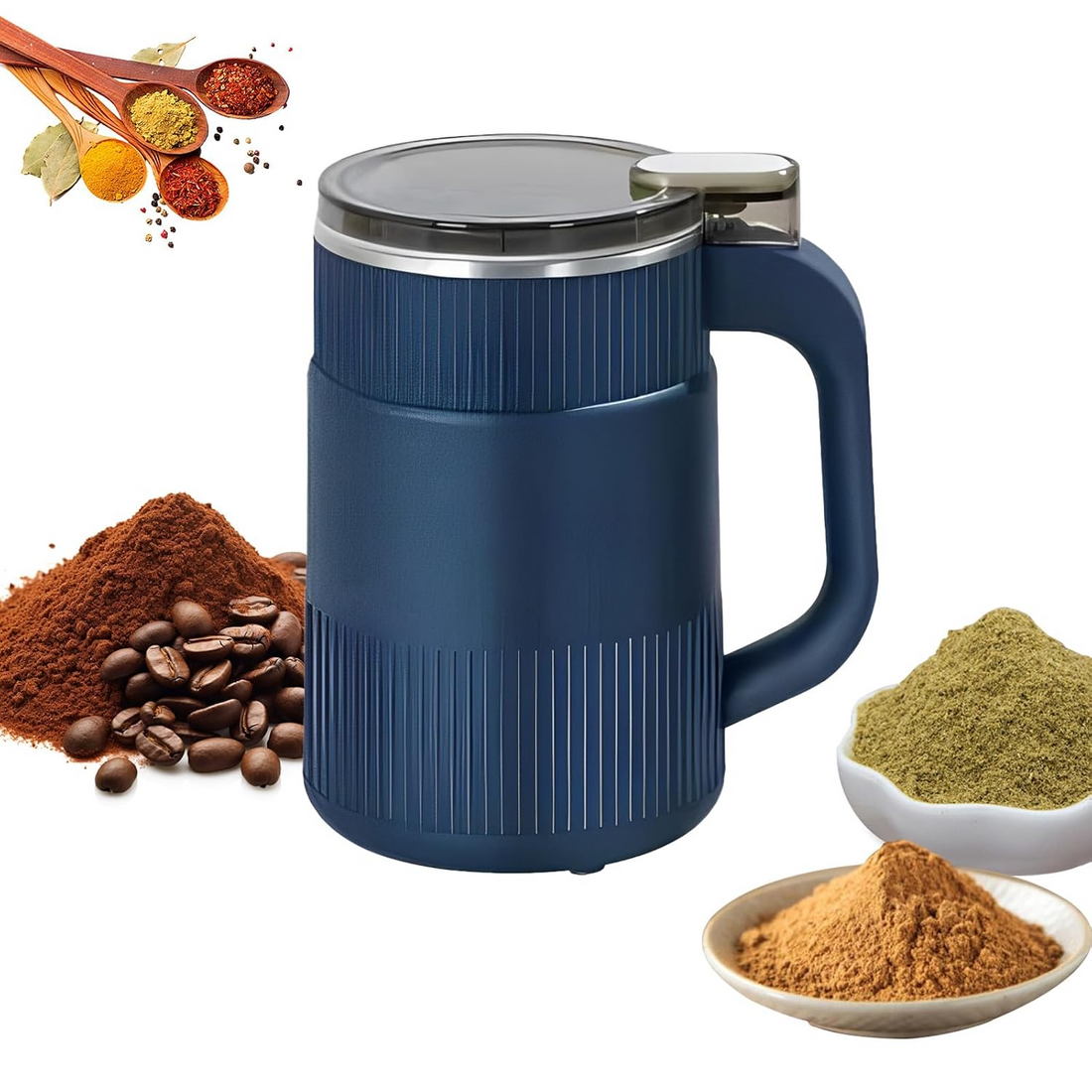 Electric Coffee Grinder, Multi-purpose Grinder, Adjustable, Blue, 150-300W, 200ml/min, 110V, Stainless Steel