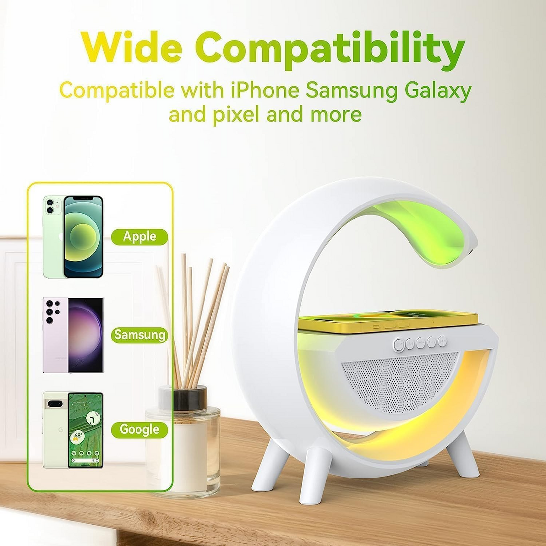 3-in-1 Night Light Bluetooth Speaker with 15W Wireless Mobile Charger