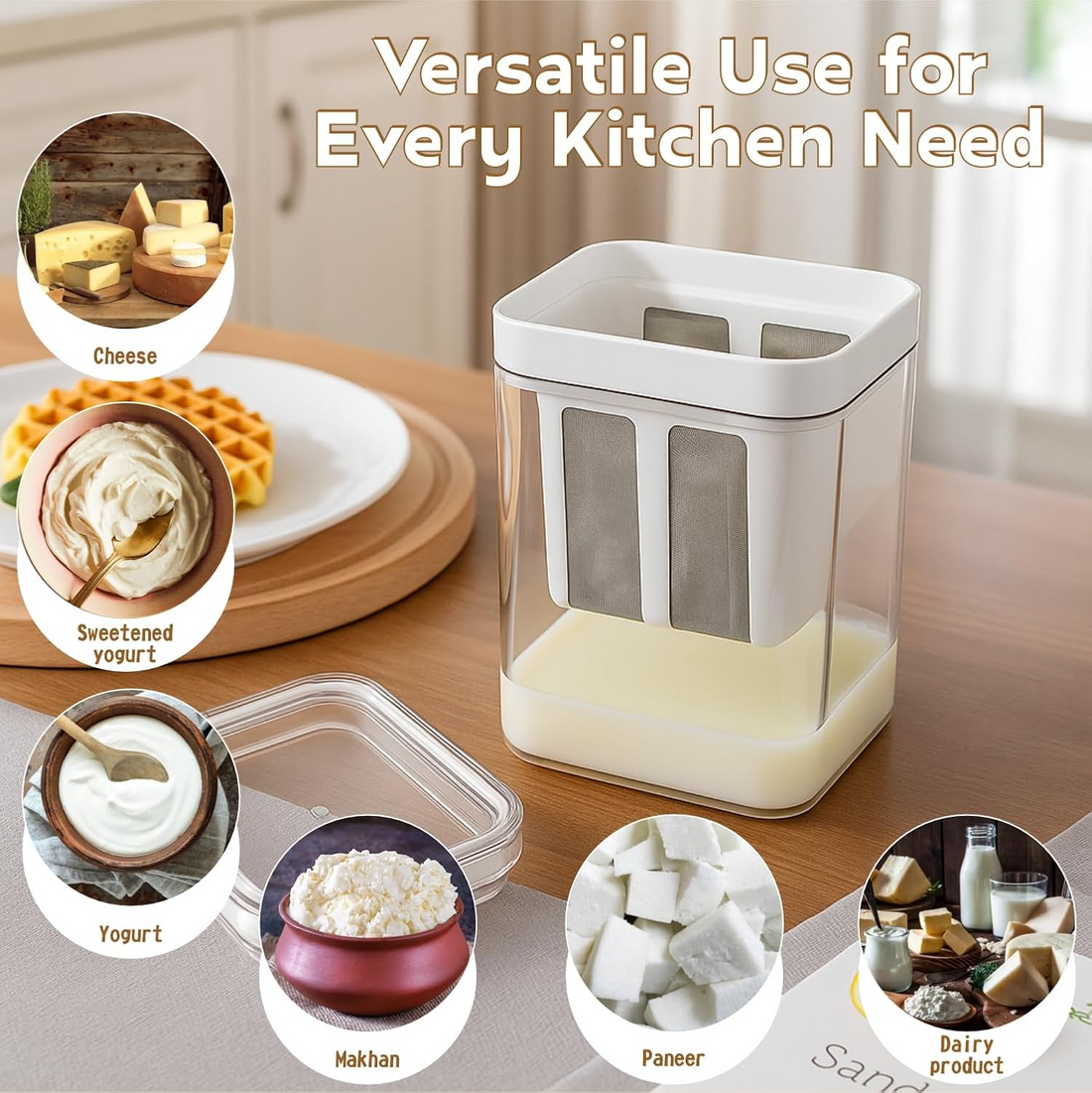 Multifunctional 1100ML Yogurt Filter with Fine Mesh Strainer