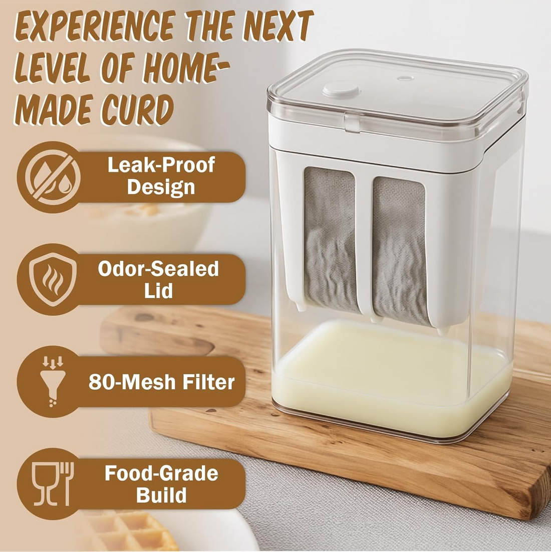 Multifunctional 1100ML Yogurt Filter with Fine Mesh Strainer