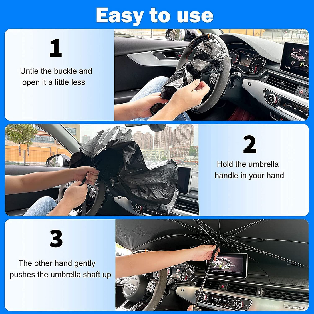 Foldable Car Windshield Sunshade Umbrella – UV Protection, Heat Blocker for Front Window