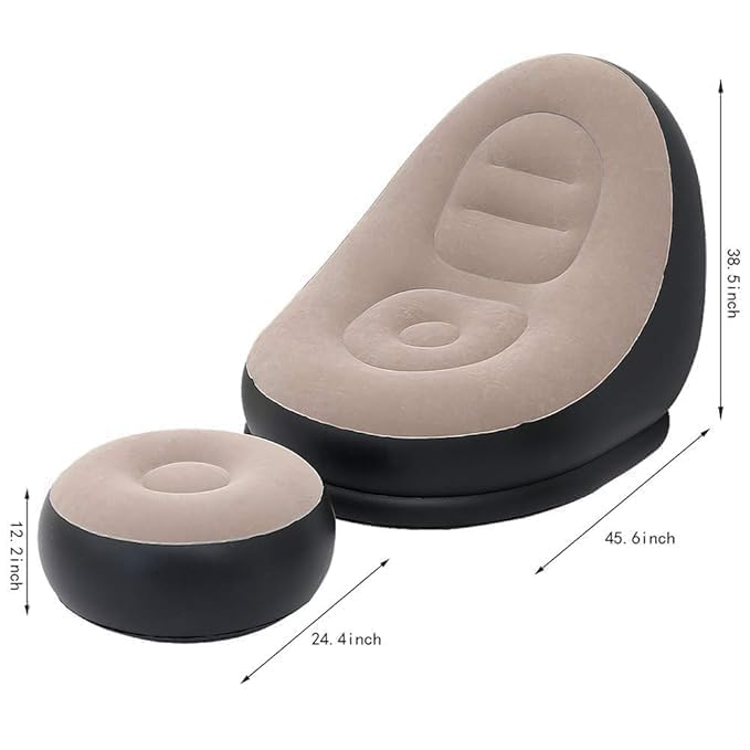 Folding Portable Lazy Sofa with Foot Stool Indoor Livingroom Bedroom