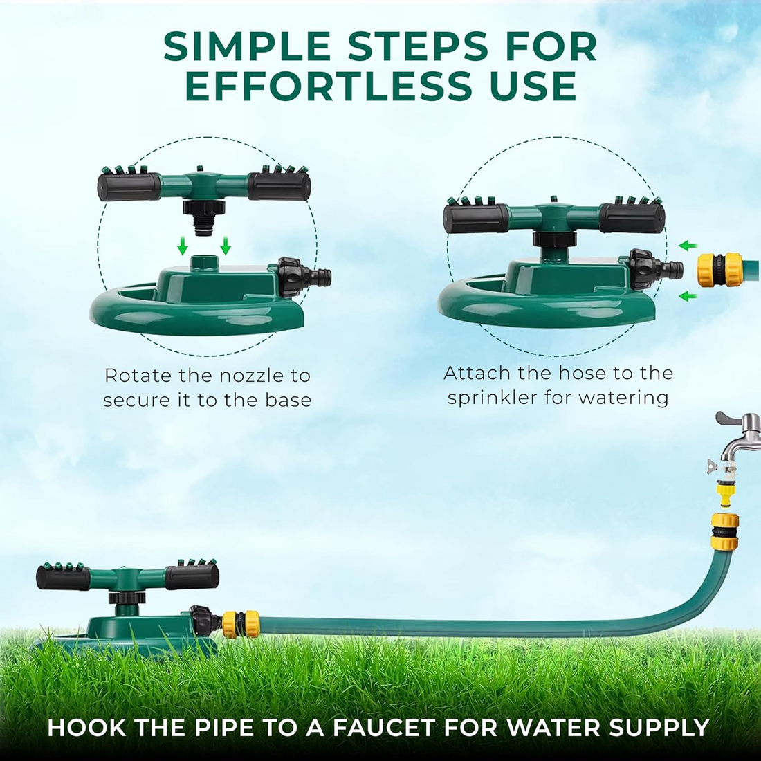 3 ARM 360° Automatic Rotating Garden Sprinkler with Adjustable Arms