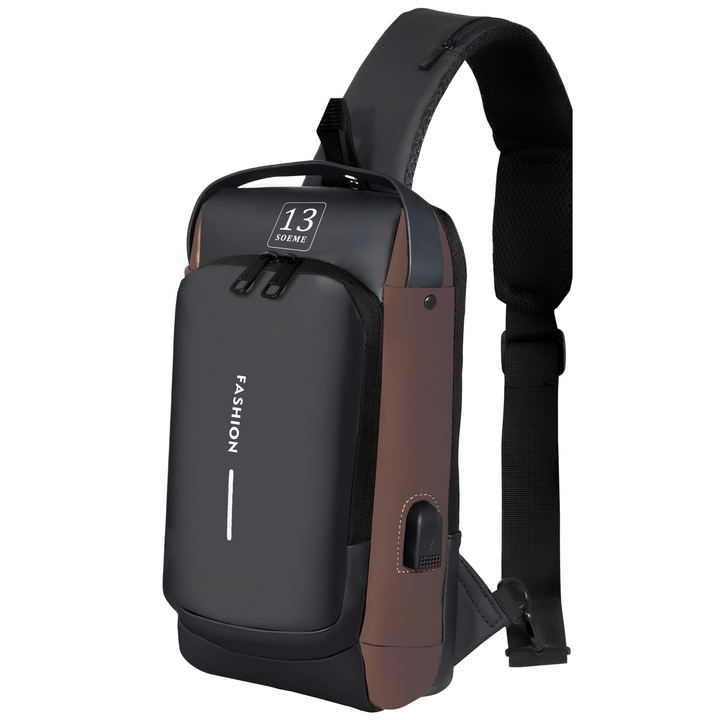 Anti-Theft Sling Backpack with USB Charging Port, Men's Crossbody Shoulder Bag