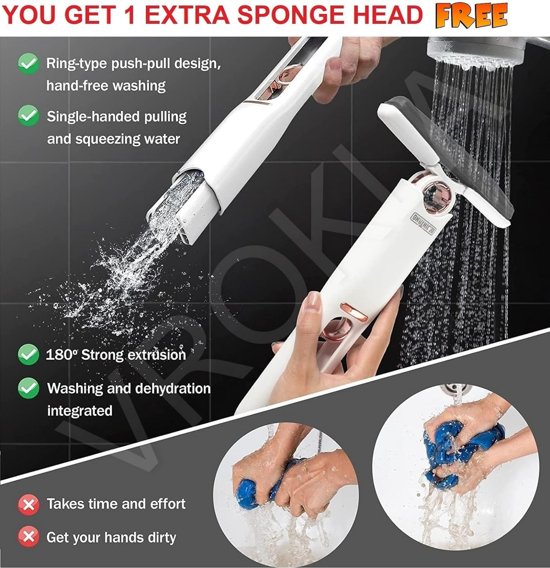 Portable Self-Squeeze Short Mop