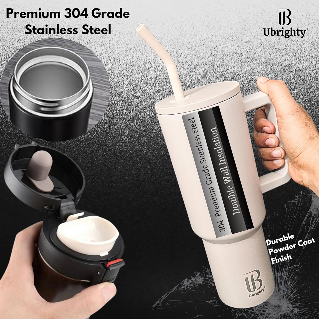 1200ML Tumbler with Lid & Straw + Stainless Steel Vacuum Insulated Mug – Combo Offer