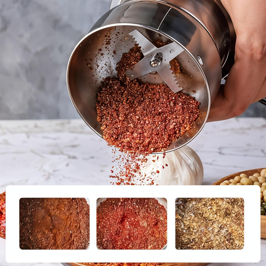 Nima Stainless Steel Multifunctional Mini Electric Grinder & Coffee Maker - Spice, Coffee, Masala, Beans, Nuts, Grains Grinder - Kitchen Mixer Grinder
