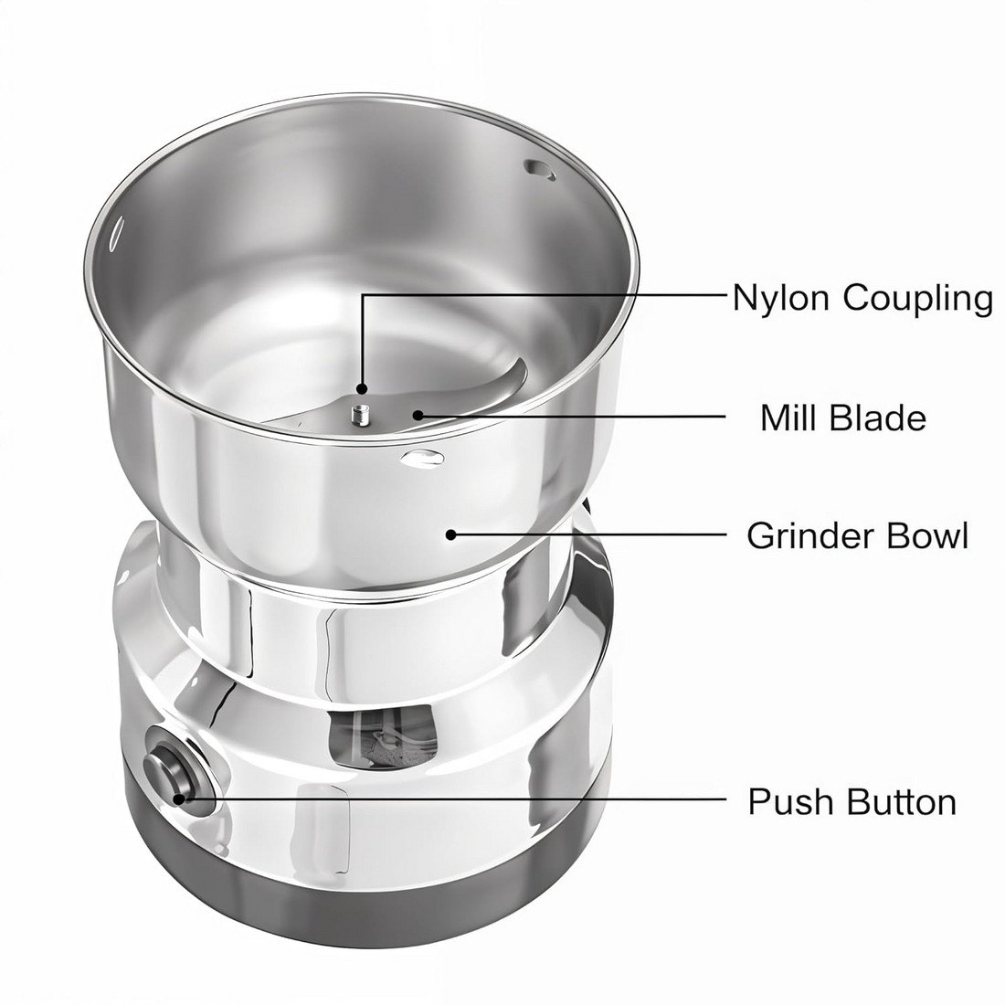 Nima Stainless Steel Multifunctional Mini Electric Grinder & Coffee Maker - Spice, Coffee, Masala, Beans, Nuts, Grains Grinder - Kitchen Mixer Grinder