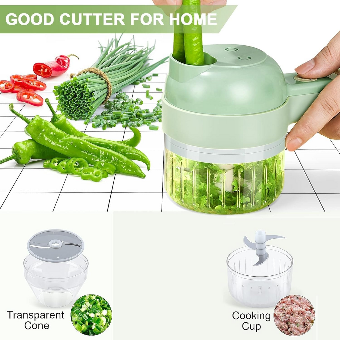 4-in-1 Electric Vegetable Chopper Cutter