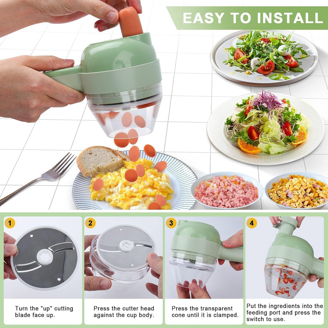 4-in-1 Electric Vegetable Chopper Cutter