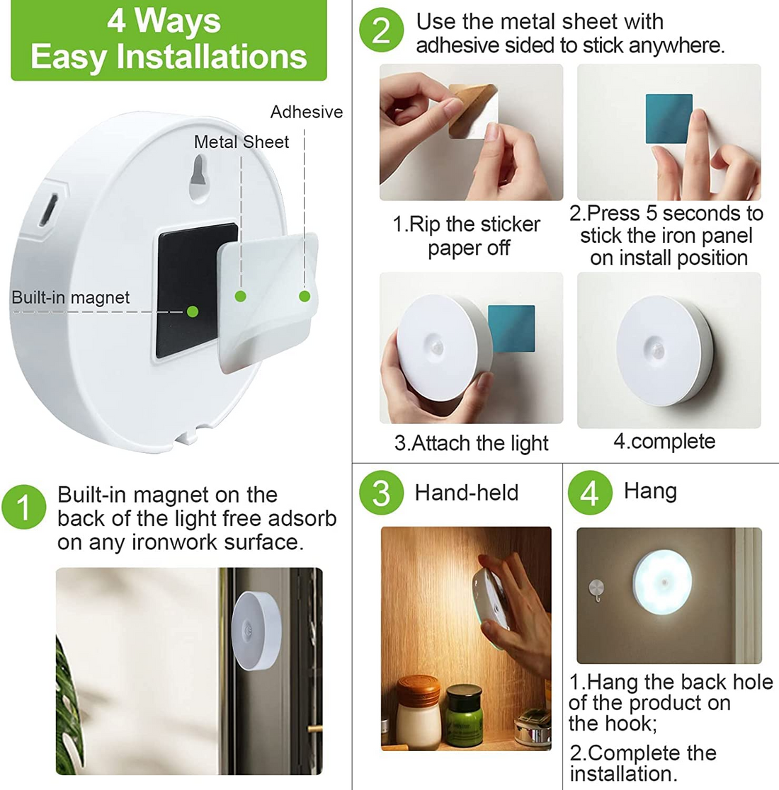 Motion Sensor Light for Home with USB Charging